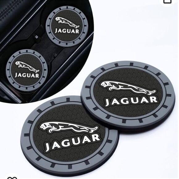 Jaguar car cup Coasters in black and gray. Set of 2 NWT - Picture 2 of 7